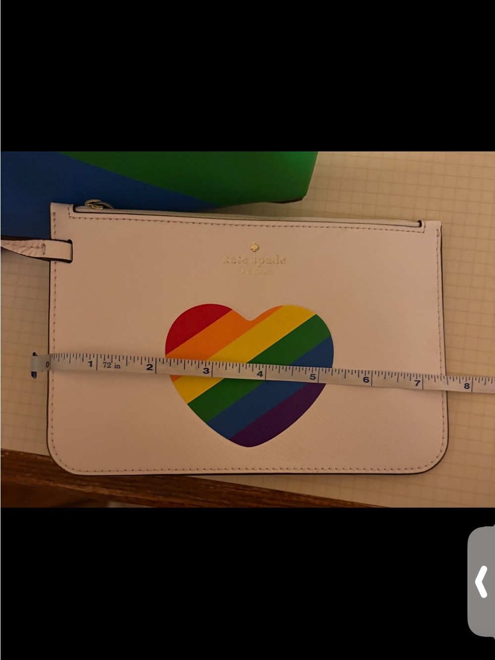 Limited edition Kate spade Rainbow Diagonal Stripe Tote - White Handles w/Pouch - Picture 9 of 9